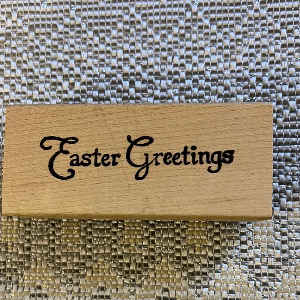 NEW-Easter Greetings Wooden Stamp